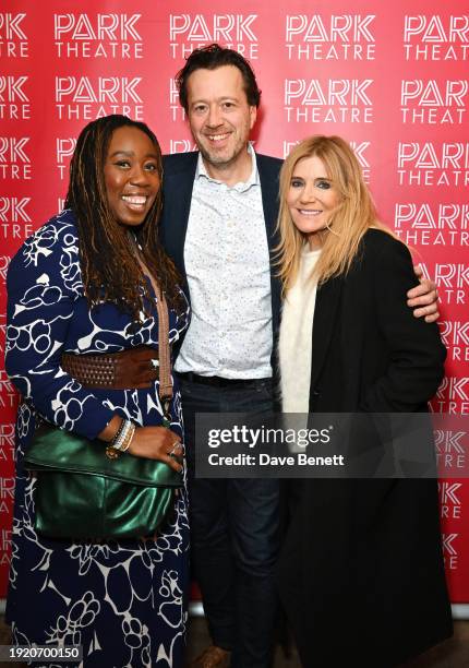 Chizzy Akudolu, Founder and Artistic Director of the Park Theatre Jez Bond and Michelle Collins attend the press night performance of "Kim's...