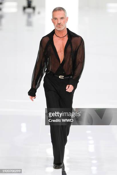 Dan Caten on the runway at Dsquared2 Men's Fall 2024 as part of Milan Men's Fashion Week held on January 12, 2024 in Milan, Italy.