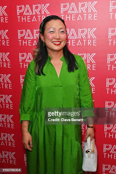 Esther Jun attends the press night performance of "Kim's Convenience" at Park Theatre on January 12, 2024 in London, England.