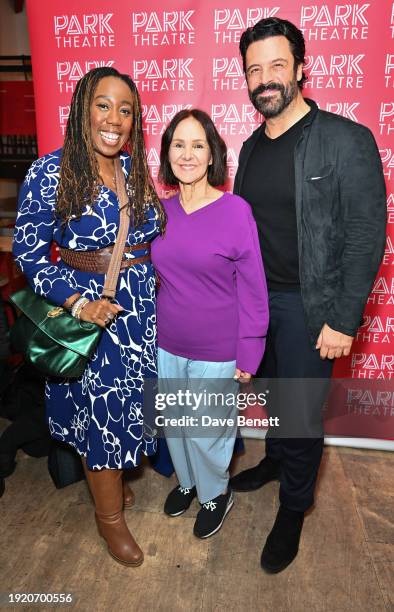 Chizzy Akudolu, Dame Arlene Phillips and Christian Vit attend the press night performance of "Kim's Convenience" at Park Theatre on January 12, 2024...