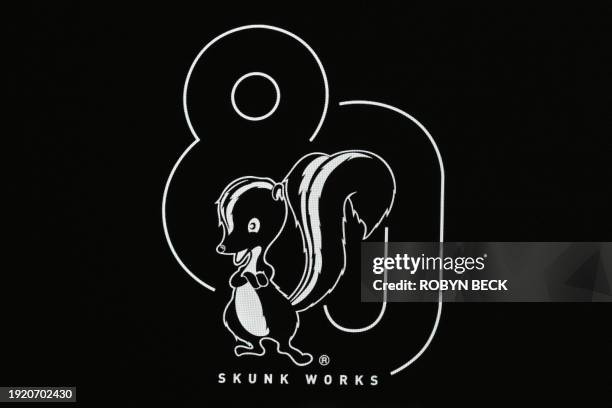 The Skunk Works logo is seen as NASA unveils the X-59 QueSST experimental supersonic jet, at a roll-out ceremony hosted by prime contractor Lockheed...