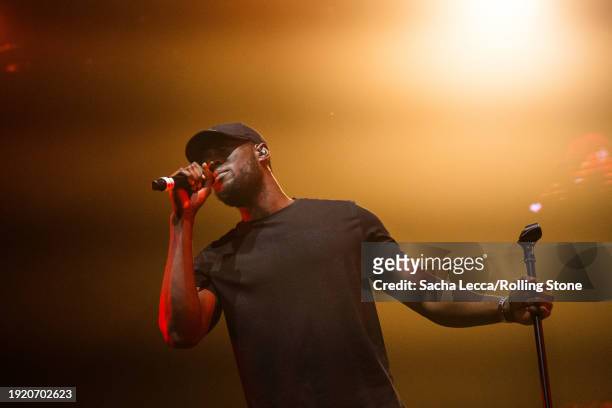 Stormzy performs at the Artists for Aid: Gaza & Sudan Benefit Concert held at Newark Symphony Hall on January 4, 2023 in Newark, New Jersey.