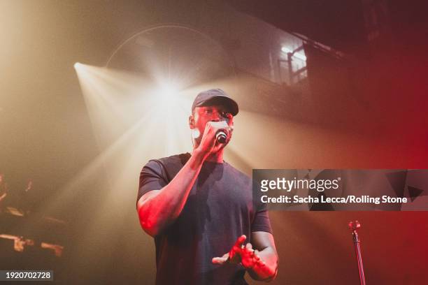 Stormzy performs at the Artists for Aid: Gaza & Sudan Benefit Concert held at Newark Symphony Hall on January 4, 2023 in Newark, New Jersey.
