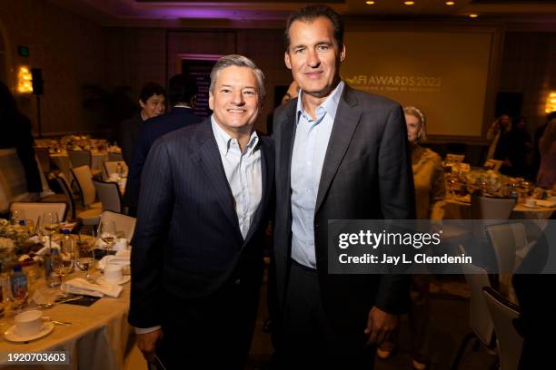 Los Angeles, CA Ted Sarandos, Netflix CO-CEO and Scott Stuber, Chairman of Netflix mingled during the 2023 American Film Institute Awards, at Four...