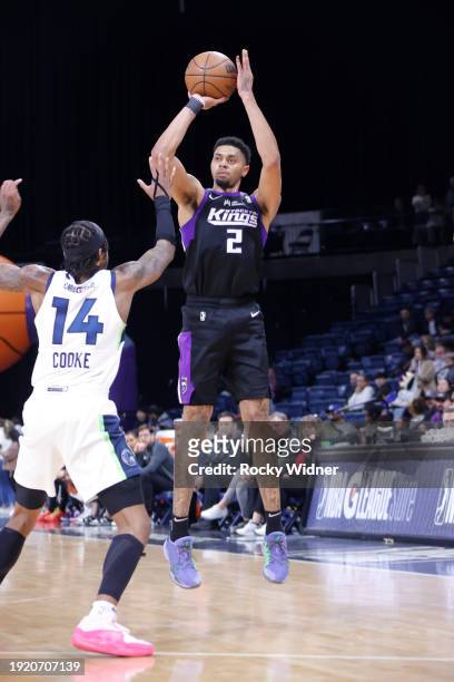 Jeremy Lamb of the Stockton Kings shoots a three point basket during a NBA G-League game against the Iowa Wolves on January 12, 2024 at Stockton...