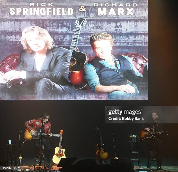 Rick Springfield & Richard Marx perform during 'An Acoustic Evening Together' at St. George Theatre on January 12, 2024 in New York City.