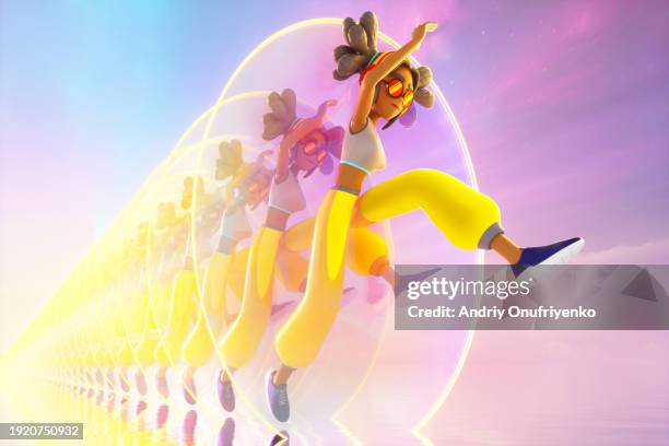 metaverse avatar jumping - active lifestyle icons stock pictures, royalty-free photos & images