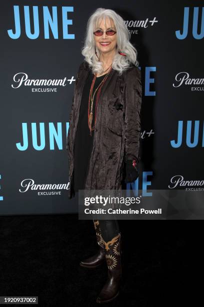 Emmylou Harris attends the Nashville premiere of "June" at Woolworth Theatre on January 09, 2024 in Nashville, Tennessee.