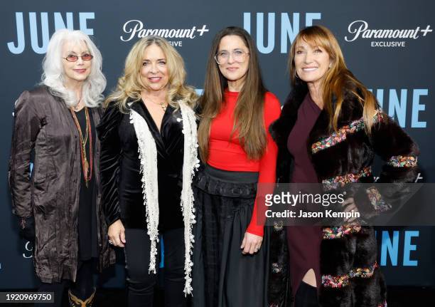 Emmylou Harris, Executive Producer, Carlene Carter, Director, Kristen Vaurio and Jane Seymour attend the Nashville premiere of “JUNE: The Story of...