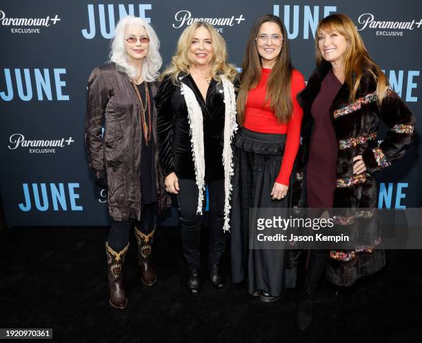Emmylou Harris, Executive Producer, Carlene Carter, Director, Kristen Vaurio and Jane Seymour attend the Nashville premiere of “JUNE: The Story of...