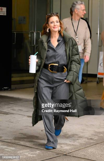Drew Barrymore is seen walking on January 09, 2024 in New York City.