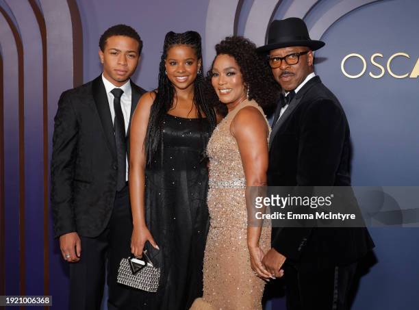 Slater Josiah Vance, Honoree Angela Bassett, Bronwyn Golden Vance, and Courtney B. Vance attend the Academy Of Motion Picture Arts & Sciences' 14th...
