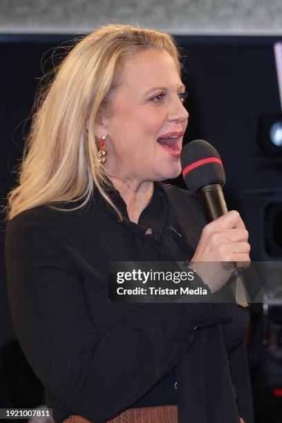 Barbara Schöneberger during the NDR Talk Show at NDR Studios on January 12, 2024 in Hamburg, Germany.