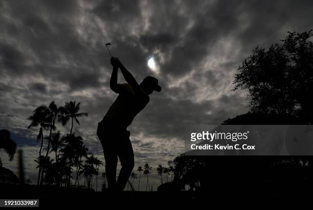 Taiga Semikawa of Japan tees off the 11th hole during a practice round prior to the Sony Open in Hawaii at Waialae Country Club on January 09, 2024...