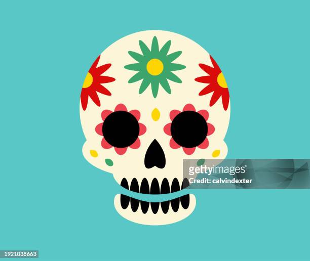 mexican style human skull - sugar skull 幅插畫檔、美工圖案、卡通及圖標