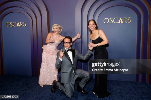 Florence Pugh, Robert Downey Jr. And Susan Downey attend the Academy Of Motion Picture Arts & Sciences' 14th Annual Governors Awards at The Ray Dolby...