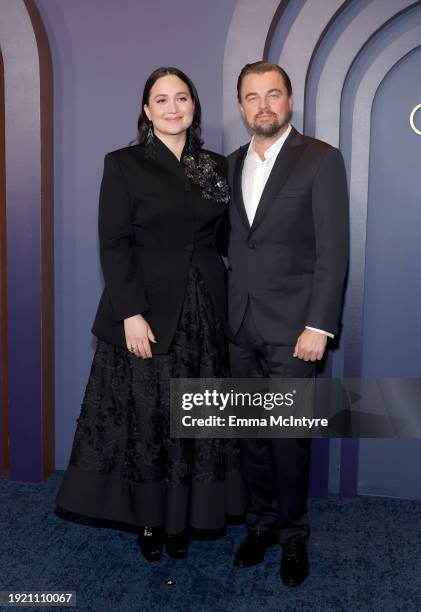 Lily Gladstone and Leonardo DiCaprio attend the Academy Of Motion Picture Arts & Sciences' 14th Annual Governors Awards at The Ray Dolby Ballroom on...