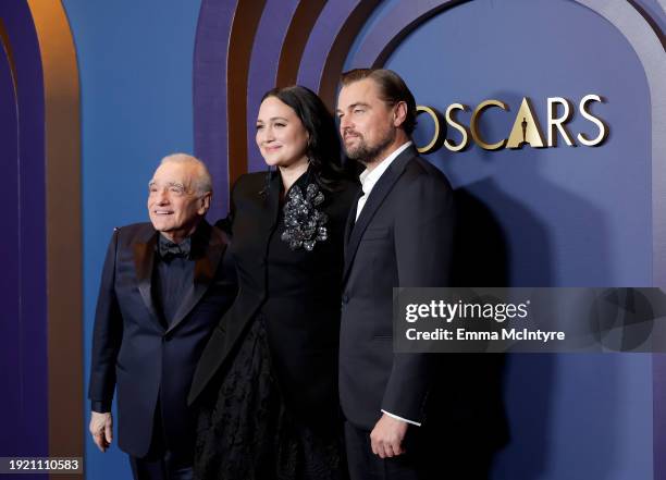 Martin Scorsese, Lily Gladstone, and Leonardo DiCaprio attend the Academy Of Motion Picture Arts & Sciences' 14th Annual Governors Awards at The Ray...