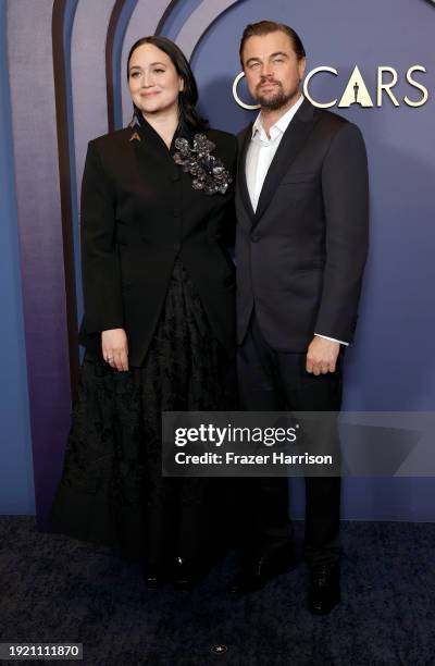 Lily Gladstone and Leonardo DiCaprio attend the Academy Of Motion Picture Arts & Sciences' 14th Annual Governors Awards at The Ray Dolby Ballroom on...