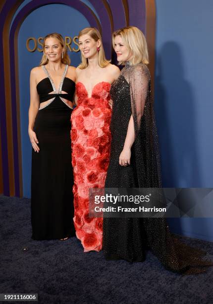 Margot Robbie, Rosamund Pike and Emerald Fennell attend the Academy Of Motion Picture Arts & Sciences' 14th Annual Governors Awards at The Ray Dolby...