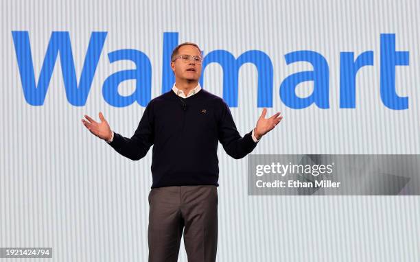 Walmart Inc. President and CEO Doug McMillon delivers a keynote address during CES 2024 at The Venetian Resort Las Vegas on January 9, 2024 in Las...