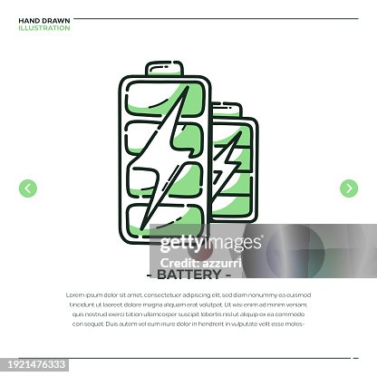 Thin Line Battery Technology Illustration Thin Line Battery Technology Illustration
