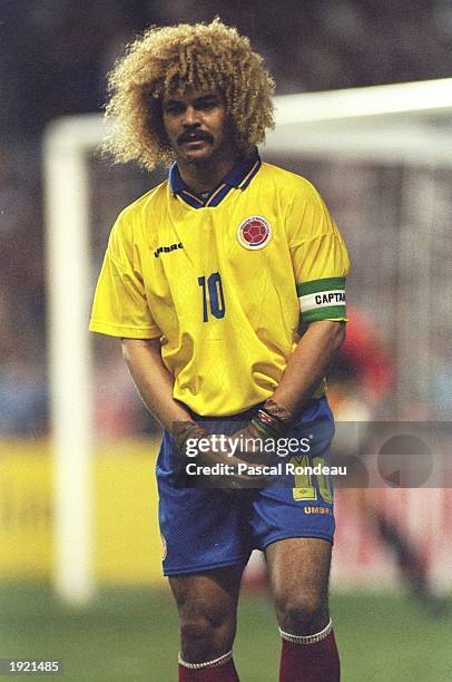 Carlos Valderrama of Colombia in action during the World Cup qualifier against Argentina in Buenos Aires, Argentina. The game ended 1-1. \ Mandatory...