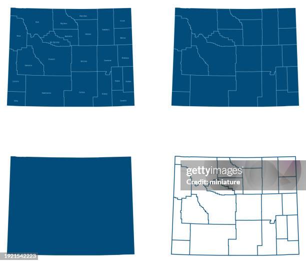 ilustraciones, imágenes clip art, dibujos animados e iconos de stock de mapa de wyoming - wyoming