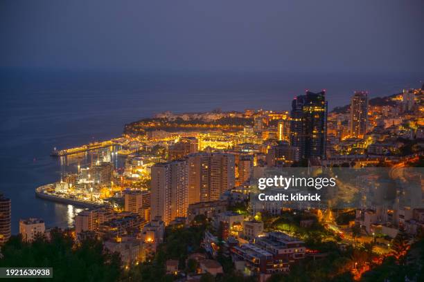 traffic landscape of monaco at night - monaco cars stock pictures, royalty-free photos & images