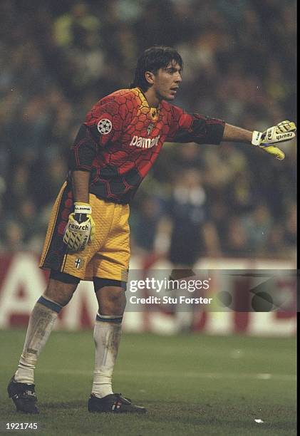 Gianluigi Buffon of Parma in action during the UEFA Champions League match against Borussia Dortmund at the Westfalenstadion in Dortmund, Germany....