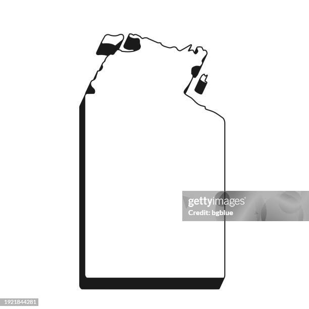 northern territory map with black outline and shadow on white background - darwin stock illustrations