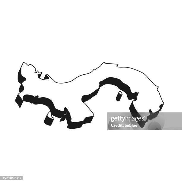 panama map with black outline and shadow on white background - panama city stock illustrations