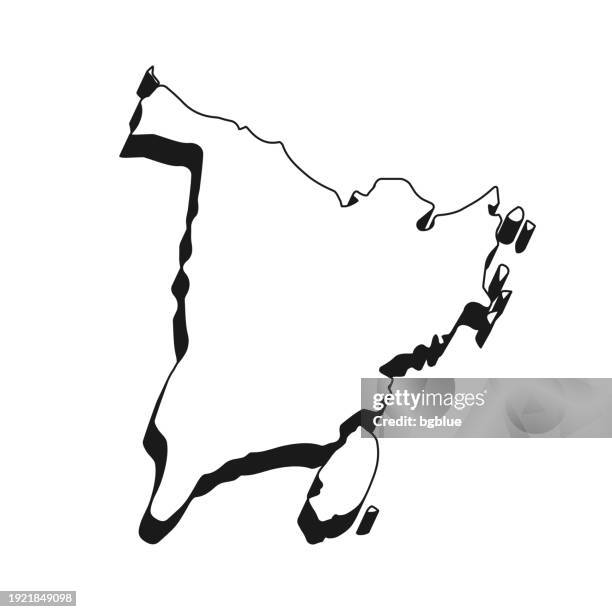 panay map with black outline and shadow on white background - philippine map drawing stock illustrations