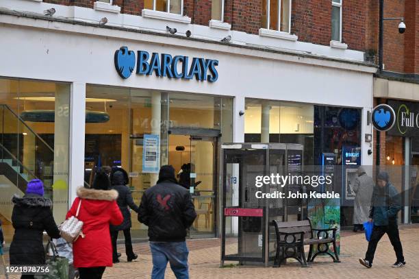 General exterior view of a Barclays Bank on January 08, 2024 in Chelmsford, United Kingdom.