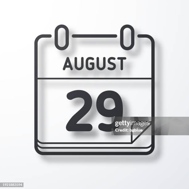 august 29. line icon with shadow on white background - number 29 stock illustrations
