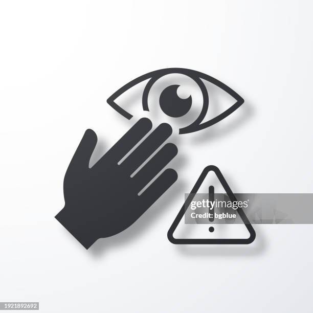 do not touch eyes. icon with shadow on white background - avoid touching stock illustrations
