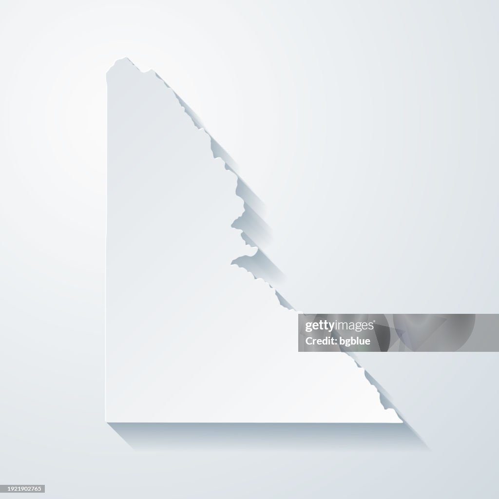 Shoshone County, Idaho. Map with paper cut effect on blank background