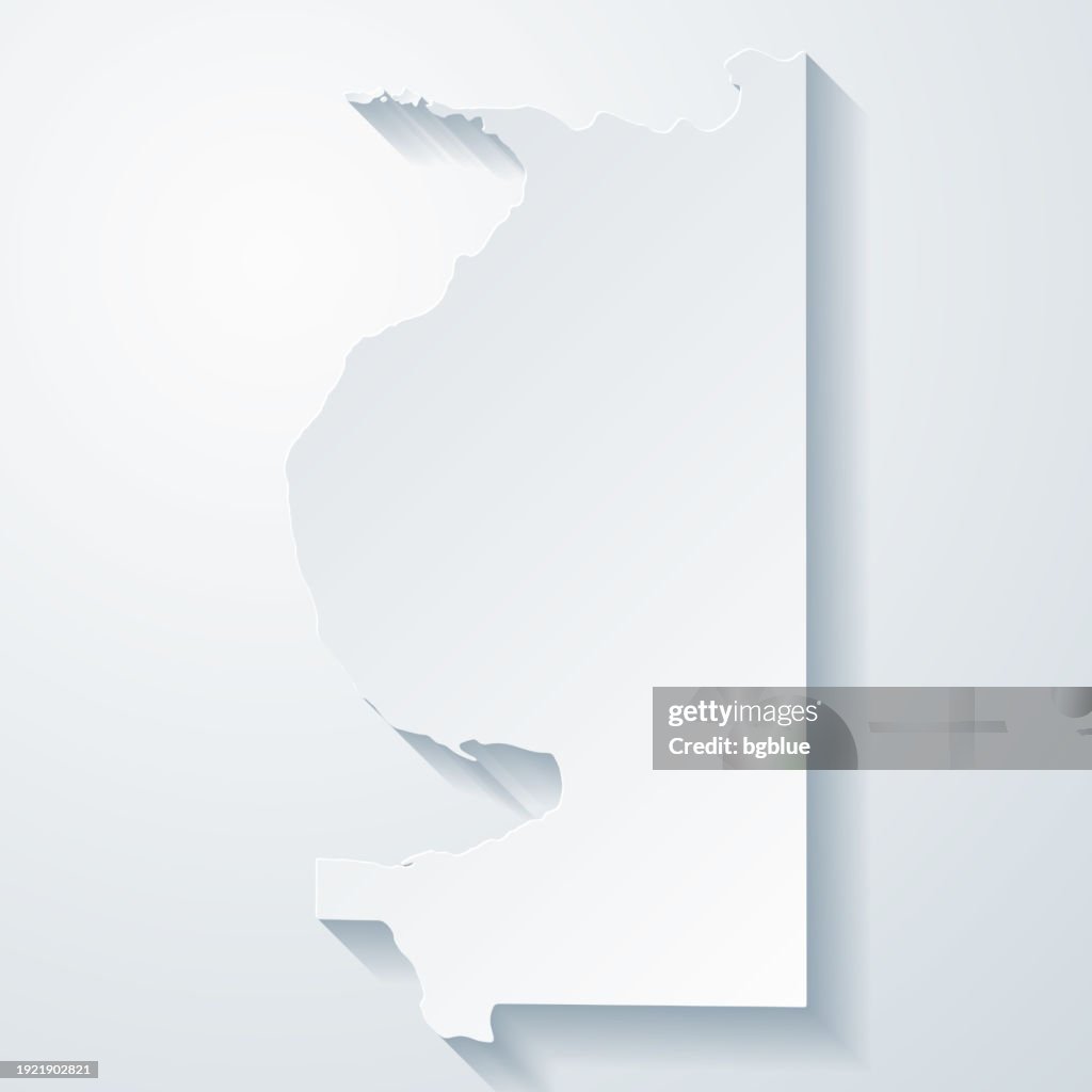 Emmet County, Michigan. Map with paper cut effect on blank background