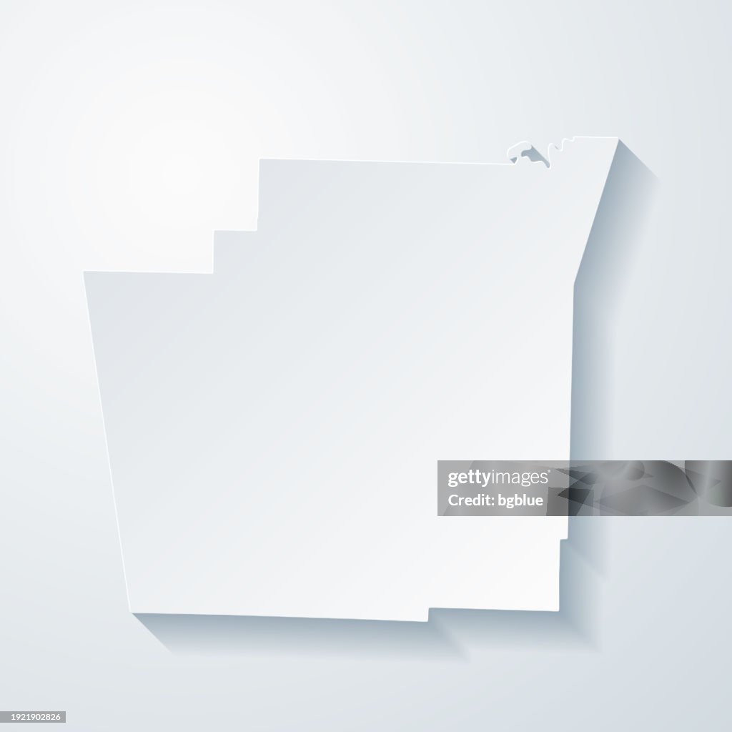 Washington County, Arkansas. Map with paper cut effect on blank background