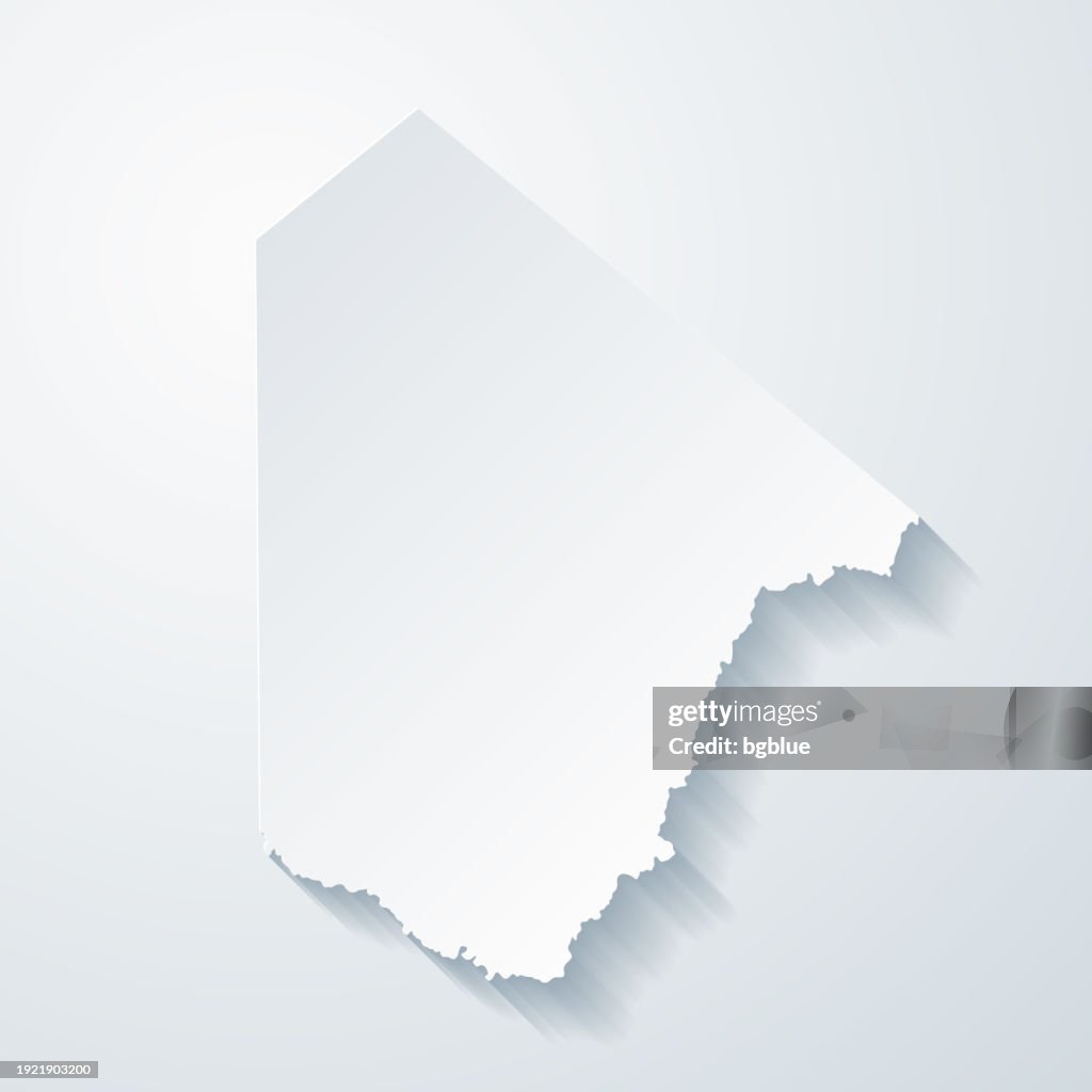 Brewster County, Texas. Map with paper cut effect on blank background
