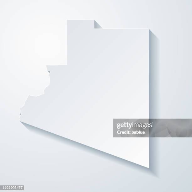 yuma county, arizona. map with paper cut effect on blank background - yuma county stock illustrations