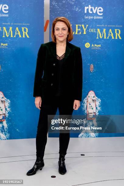 Actress Teresa Hurtado poses during the presentation of the miniseries, 'La ley del mar', at Torrespaña, on 10 January, 2024 in Madrid, Spain. 'La...