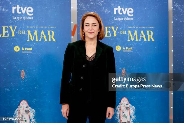 Actress Teresa Hurtado poses during the presentation of the miniseries, 'La ley del mar', at Torrespaña, on 10 January, 2024 in Madrid, Spain. 'La...