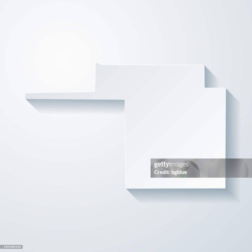 Tom Green County, Texas. Map with paper cut effect on blank background