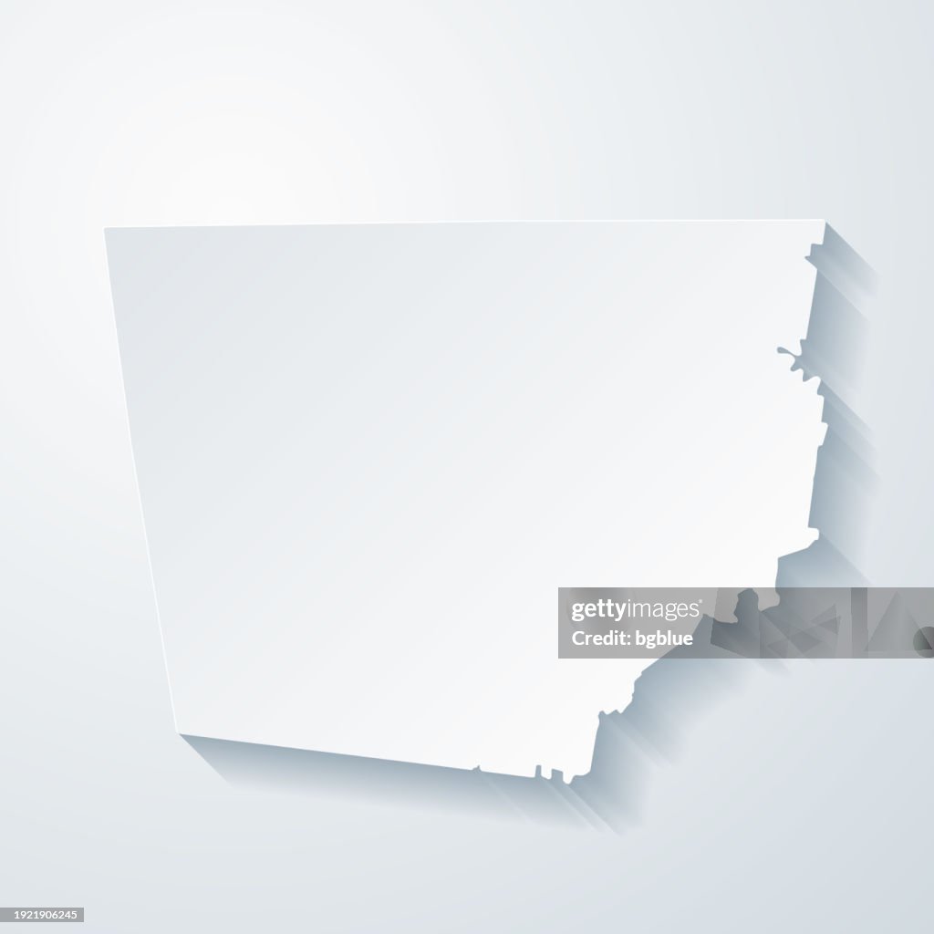 Montgomery County, Tennessee. Map with paper cut effect on blank background