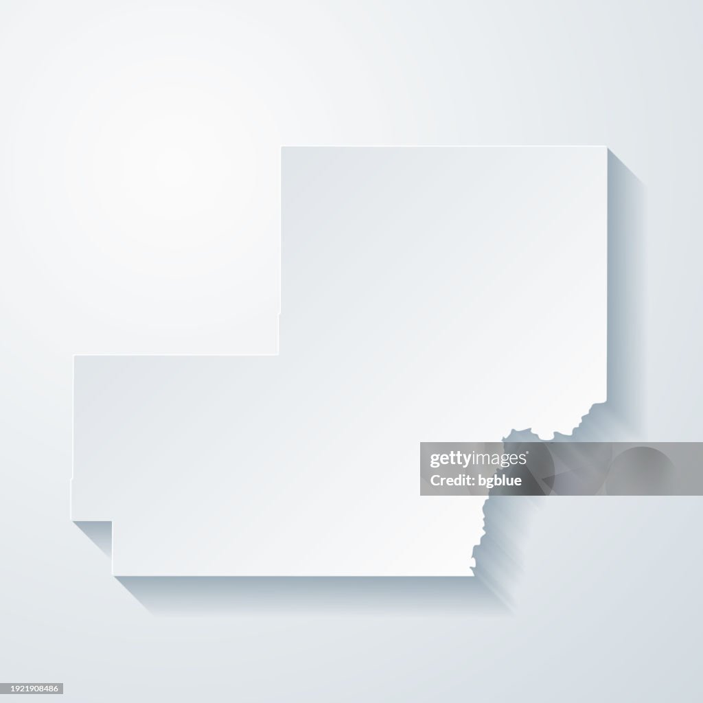 Meade County, South Dakota. Map with paper cut effect on blank background