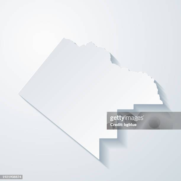 pecos county, texas. map with paper cut effect on blank background - pecos texas stock illustrations