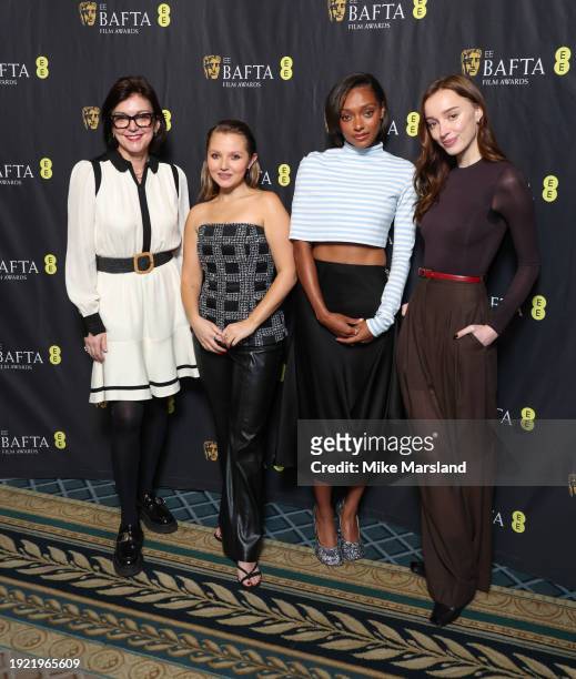 Jane Millichip, Mia McKenna-Bruce, Sophie Wilde and Phoebe Dynevor attend the EE BAFTA Rising Star 2024 Nominations Announcement at The Savoy Hotel...