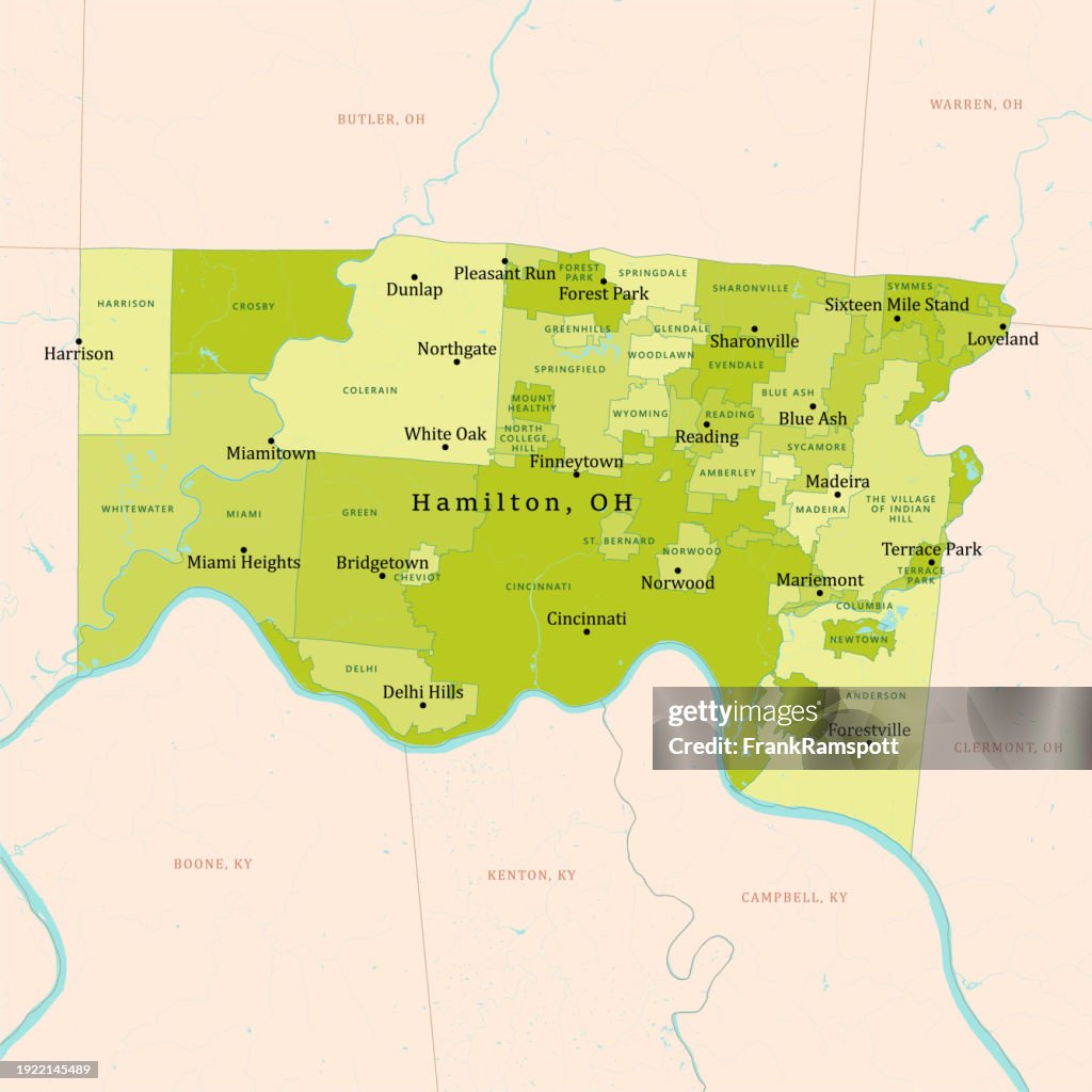 OH Hamilton County Vector Map Green