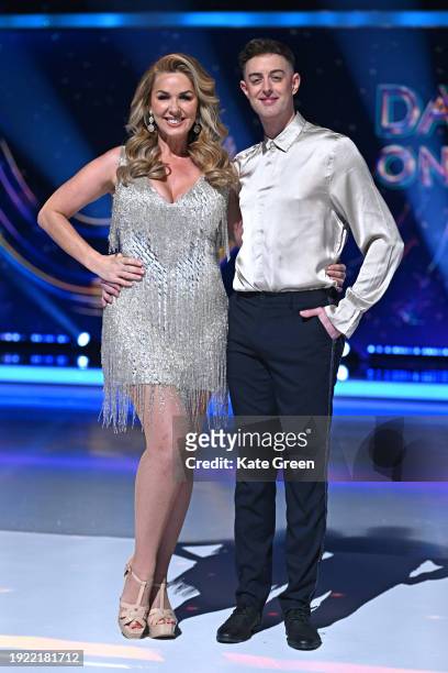 Claire Sweeney and Colin Grafton attend the "Dancing On Ice" photocall at Bovingdon Film Studios on January 10, 2024 in London, England.